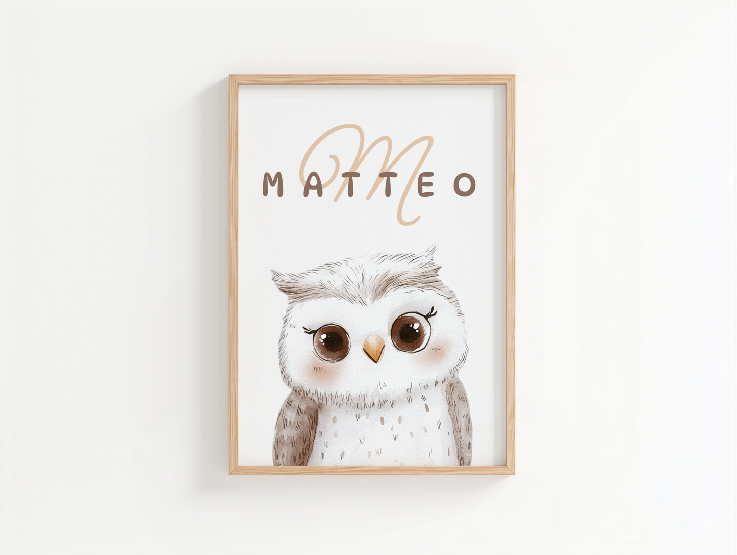 3 stampe per la cameretta dei bambini con nome personalizzato e animali del bosco