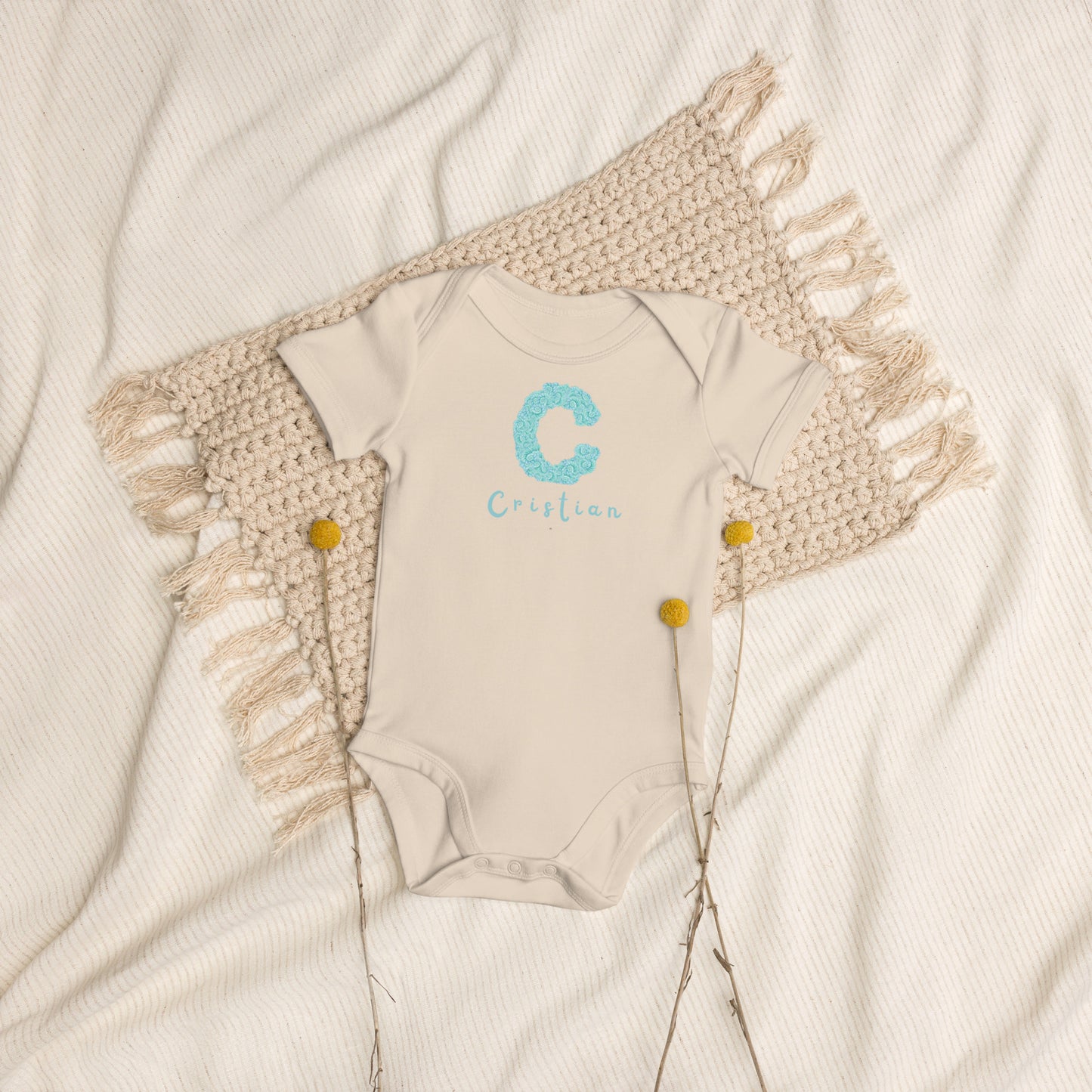 Body neonato in cotone organico 100% personalizzato
