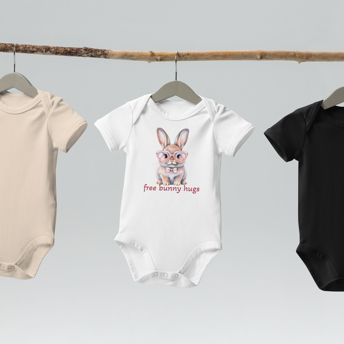 Body neonata con coniglio in cotone organico 100%