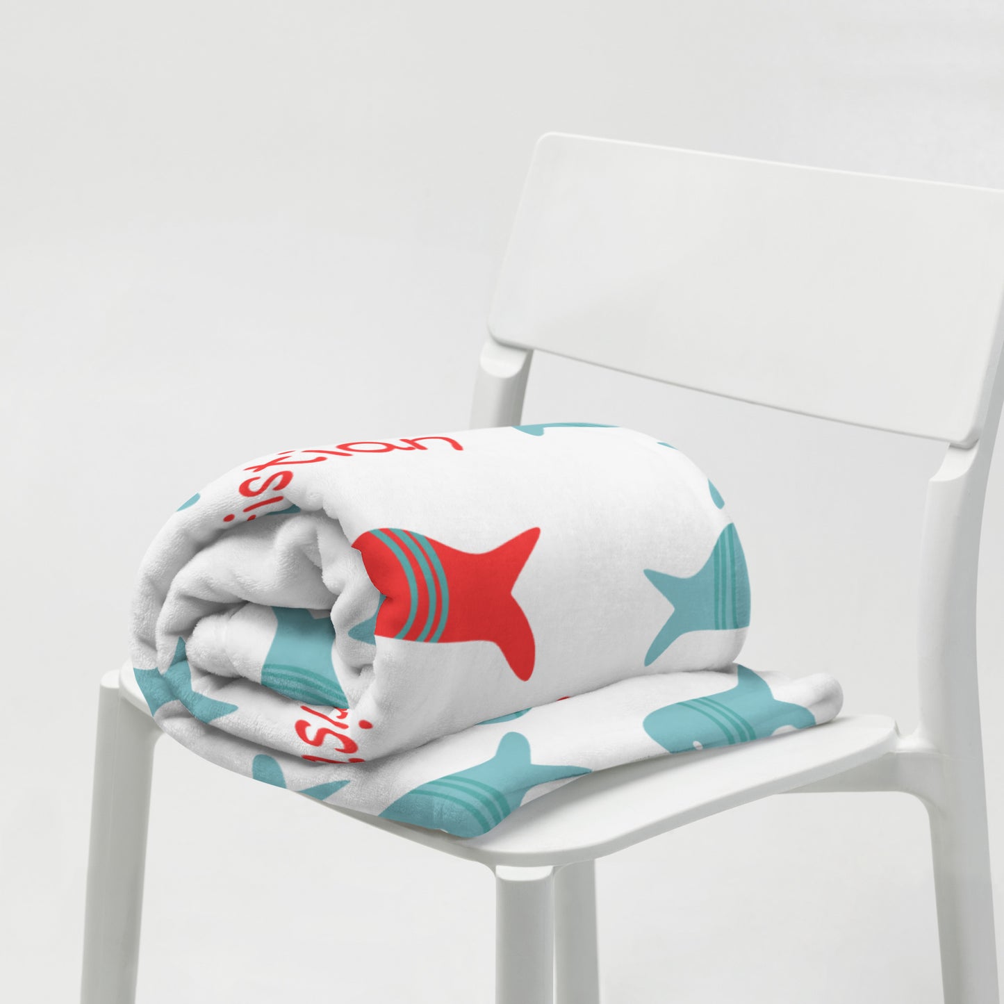 Coperta bambino/a personalizzata con pesciolini 125x150 cm