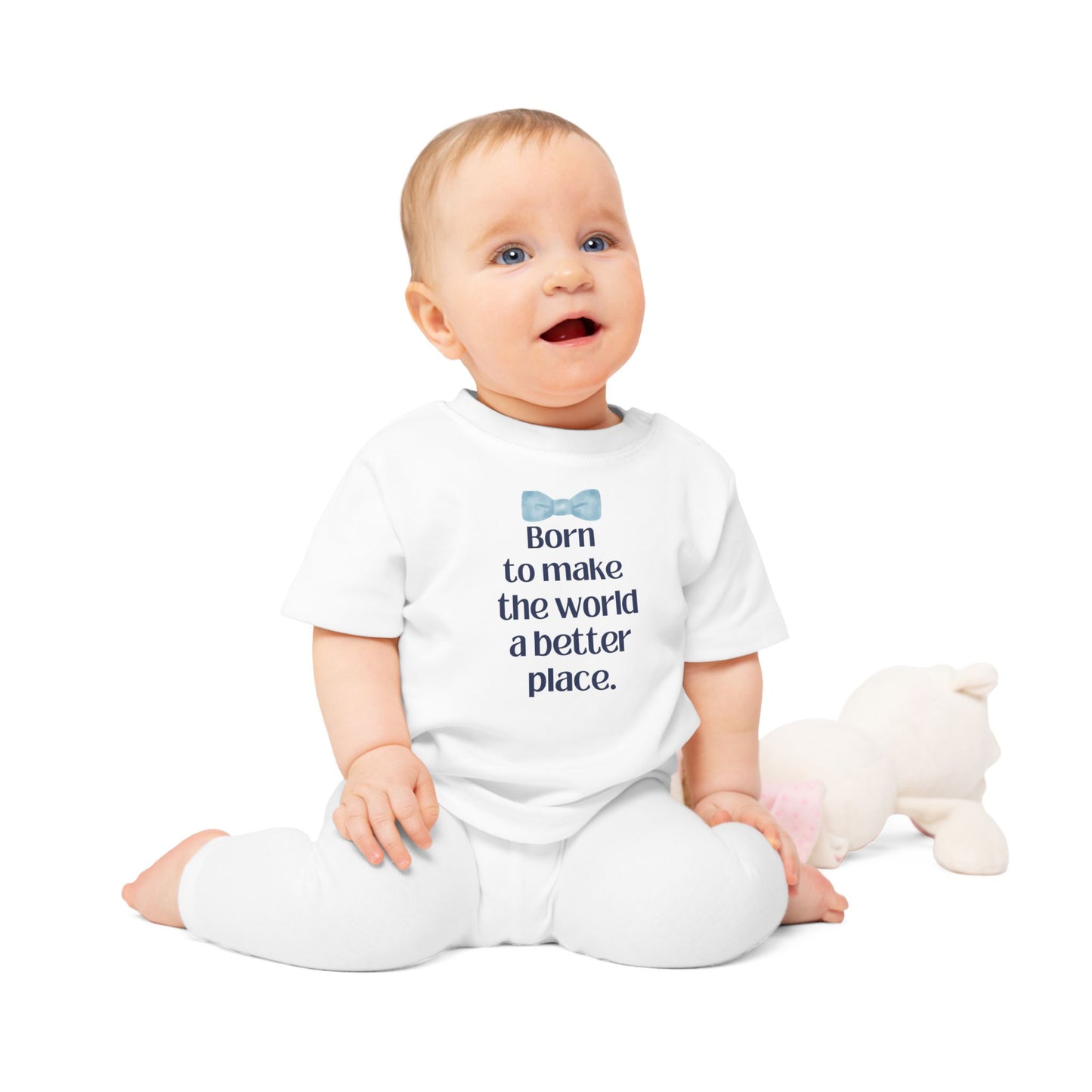 Maglietta bio per bebè - Design “Born to Make the World a Better Place”