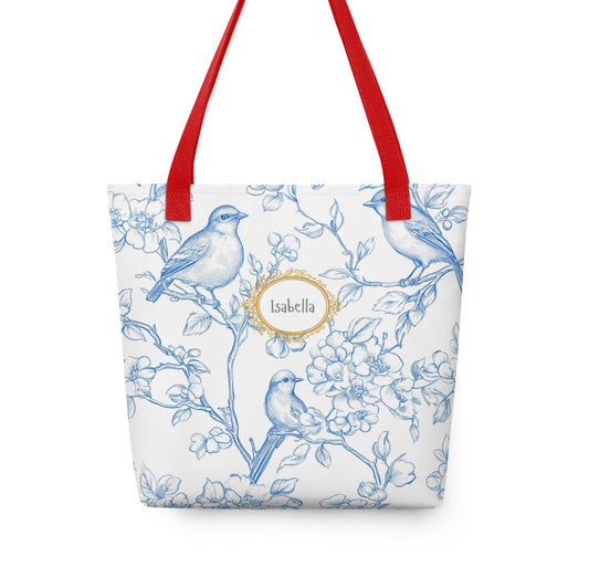 Tote bag personalizzata chinoiserie blu