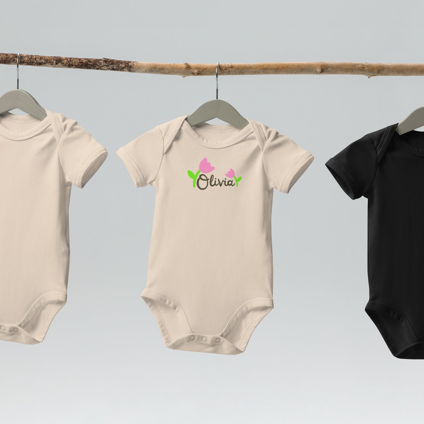 Body neonata con nome in cotone organico personalizzato