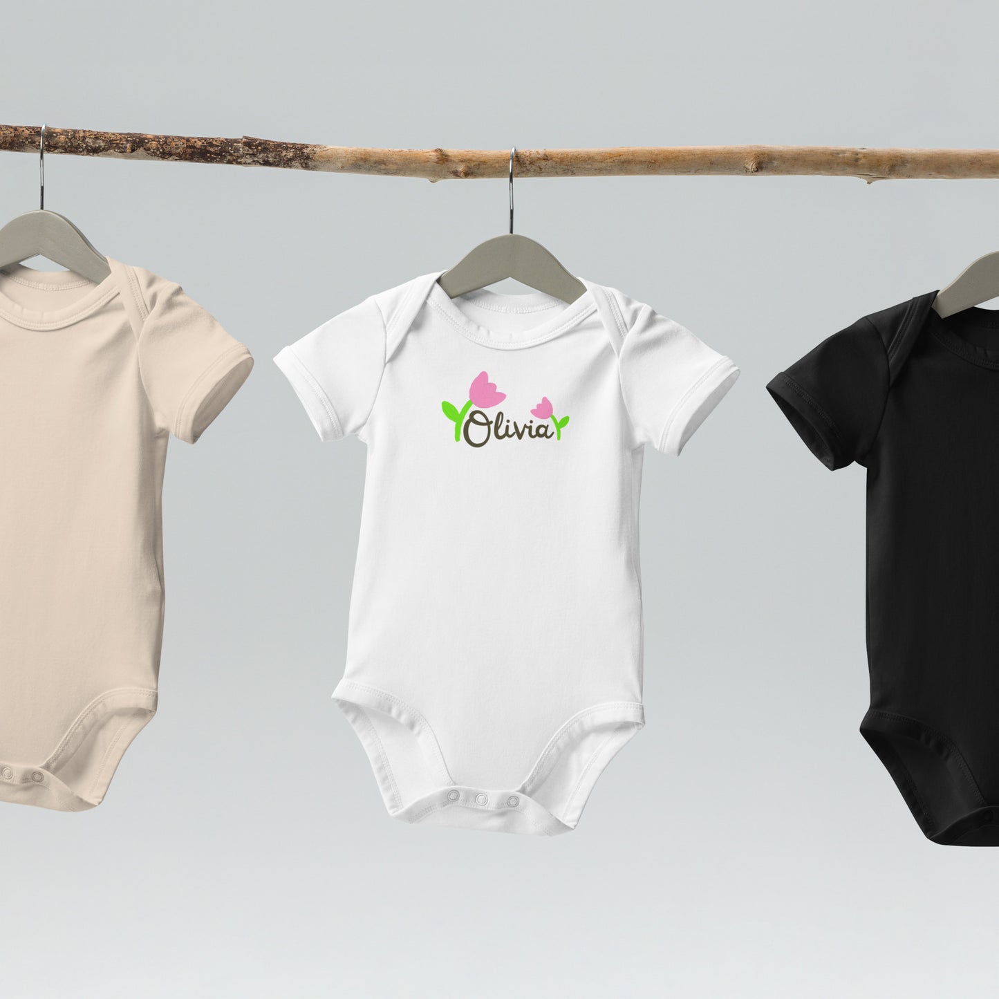 Body neonata con nome in cotone organico personalizzato